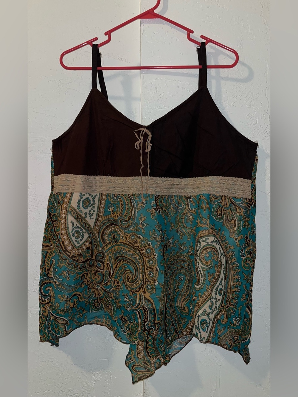 Fashion Bug Paisley Tank Top with Handkerchief Hem Y2K